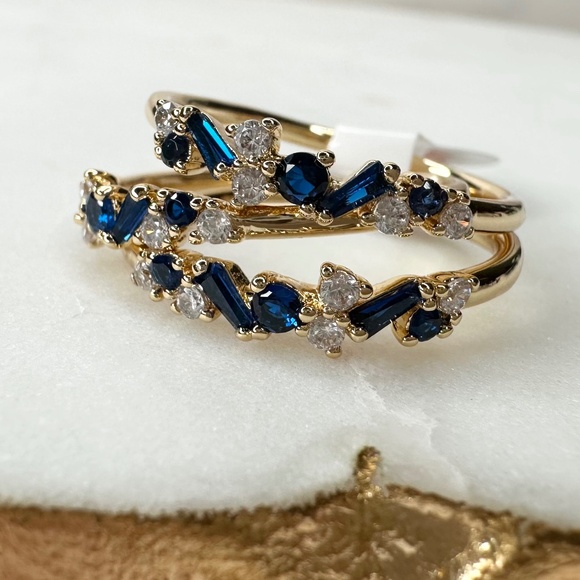Bomb Party September Sapphire She's In Love Gold Plated Ring Size 10 RBP8153 NWT - Picture 1 of 5